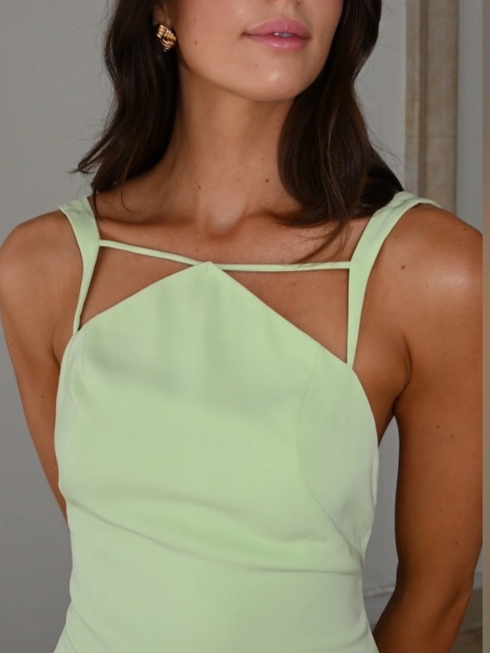 Yllw The Label Pastel Lime Green Strappy Midi Dress NWT SZ M - Picture 3 of 11